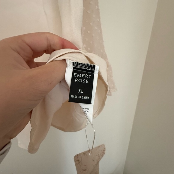 SHEIN Light Pink Blouse with Sheer Polka Dot Sleeves - Picture 5 of 7